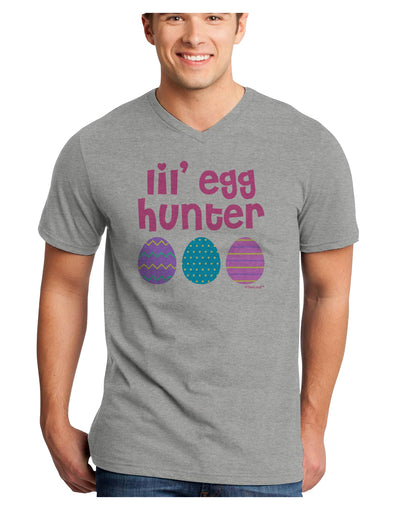 Lil' Egg Hunter - Easter - Pink Adult V-Neck T-shirt by TooLoud-Mens V-Neck T-Shirt-TooLoud-HeatherGray-Small-Davson Sales