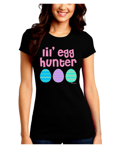 Lil' Egg Hunter - Easter - Pink Juniors Crew Dark T-Shirt by TooLoud-T-Shirts Juniors Tops-TooLoud-Black-Juniors Fitted Small-Davson Sales