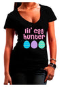 Lil' Egg Hunter - Easter - Pink Juniors V-Neck Dark T-Shirt by TooLoud-Womens V-Neck T-Shirts-TooLoud-Black-Juniors Fitted Small-Davson Sales