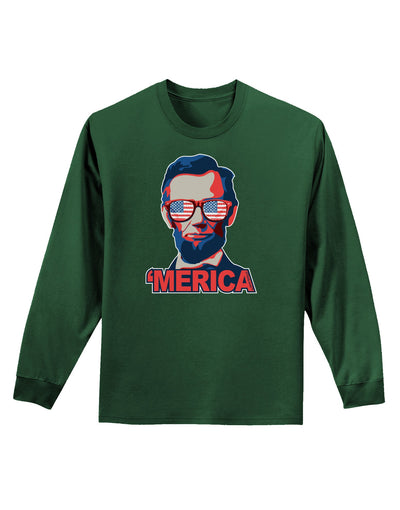 Lincoln Merica Adult Long Sleeve Dark T-Shirt-TooLoud-Dark-Green-Small-Davson Sales