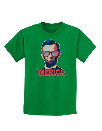 Lincoln Merica Childrens Dark T-Shirt-Childrens T-Shirt-TooLoud-Kelly-Green-X-Small-Davson Sales