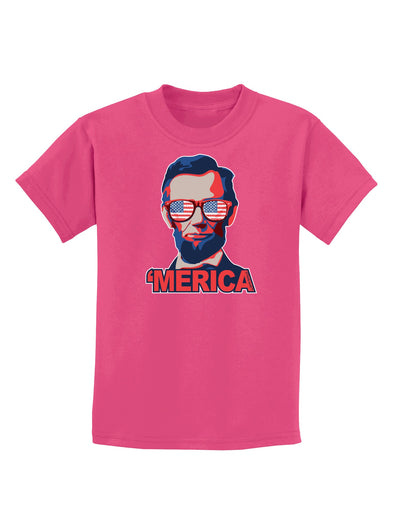 Lincoln Merica Childrens Dark T-Shirt-Childrens T-Shirt-TooLoud-Sangria-X-Small-Davson Sales