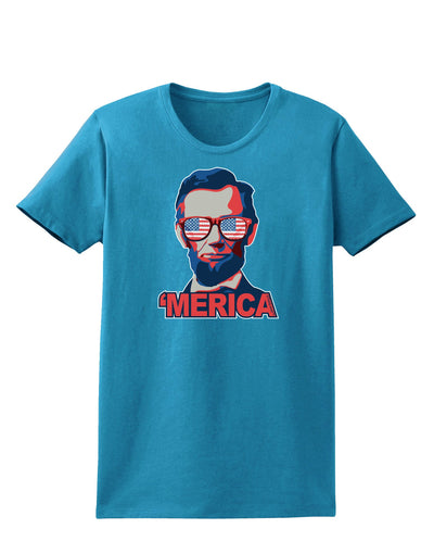 Lincoln Merica Womens Dark T-Shirt-Womens T-Shirt-TooLoud-Turquoise-X-Small-Davson Sales