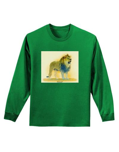 Lion Watercolor 1 Adult Long Sleeve Dark T-Shirt-TooLoud-Kelly-Green-Small-Davson Sales