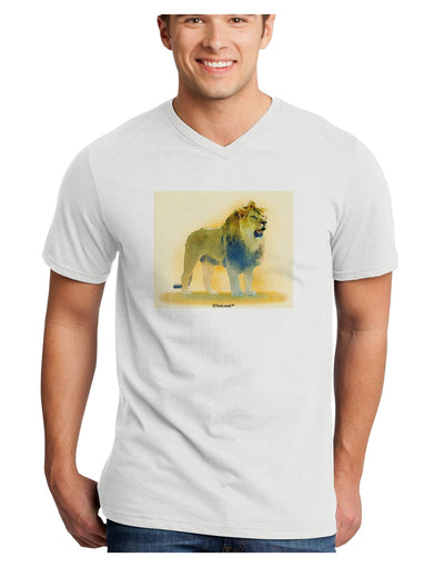 Lion Watercolor 1 Adult V-Neck T-shirt-Mens V-Neck T-Shirt-TooLoud-White-Small-Davson Sales