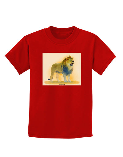 Lion Watercolor 1 Childrens Dark T-Shirt-Childrens T-Shirt-TooLoud-Red-X-Small-Davson Sales