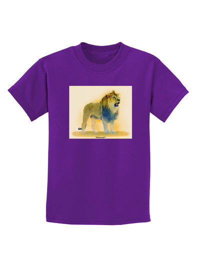 Lion Watercolor 1 Childrens Dark T-Shirt-Childrens T-Shirt-TooLoud-Purple-X-Small-Davson Sales