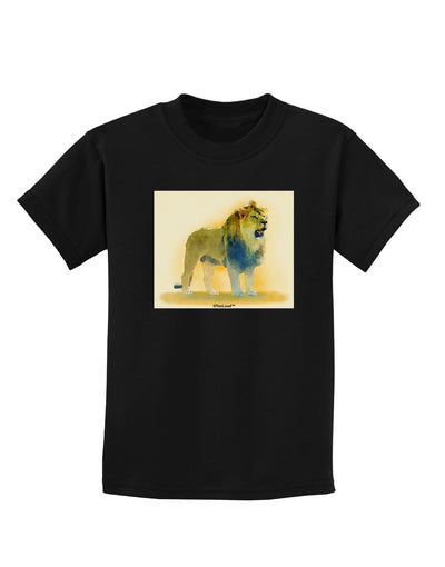 Lion Watercolor 1 Childrens Dark T-Shirt-Childrens T-Shirt-TooLoud-Black-X-Small-Davson Sales