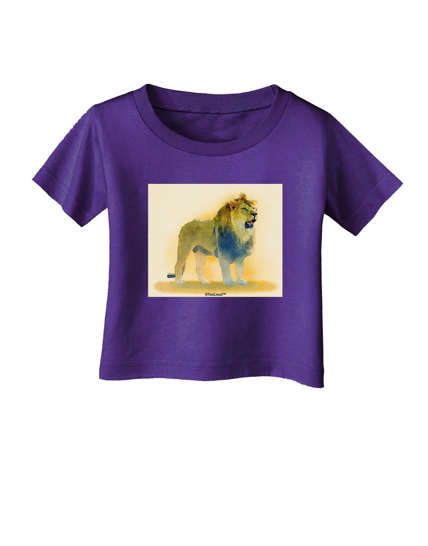 Lion Watercolor 1 Infant T-Shirt Dark-Infant T-Shirt-TooLoud-Purple-06-Months-Davson Sales