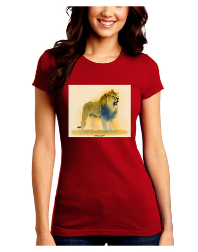 Lion Watercolor 1 Juniors Crew Dark T-Shirt-T-Shirts Juniors Tops-TooLoud-Red-Juniors Fitted Small-Davson Sales