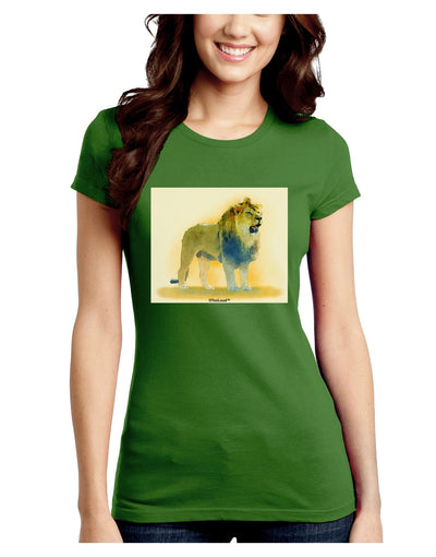 Lion Watercolor 1 Juniors Crew Dark T-Shirt-T-Shirts Juniors Tops-TooLoud-Kiwi-Green-Juniors Fitted Small-Davson Sales