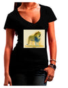 Lion Watercolor 1 Juniors V-Neck Dark T-Shirt-Womens V-Neck T-Shirts-TooLoud-Black-Juniors Fitted Small-Davson Sales