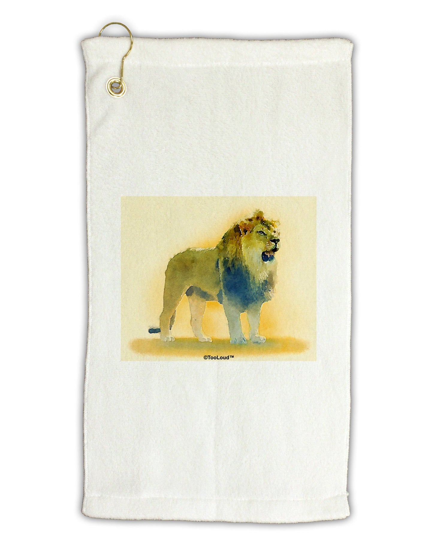 Lion Watercolor 1 Micro Terry Gromet Golf Towel 11"x19-Golf Towel-TooLoud-White-Davson Sales
