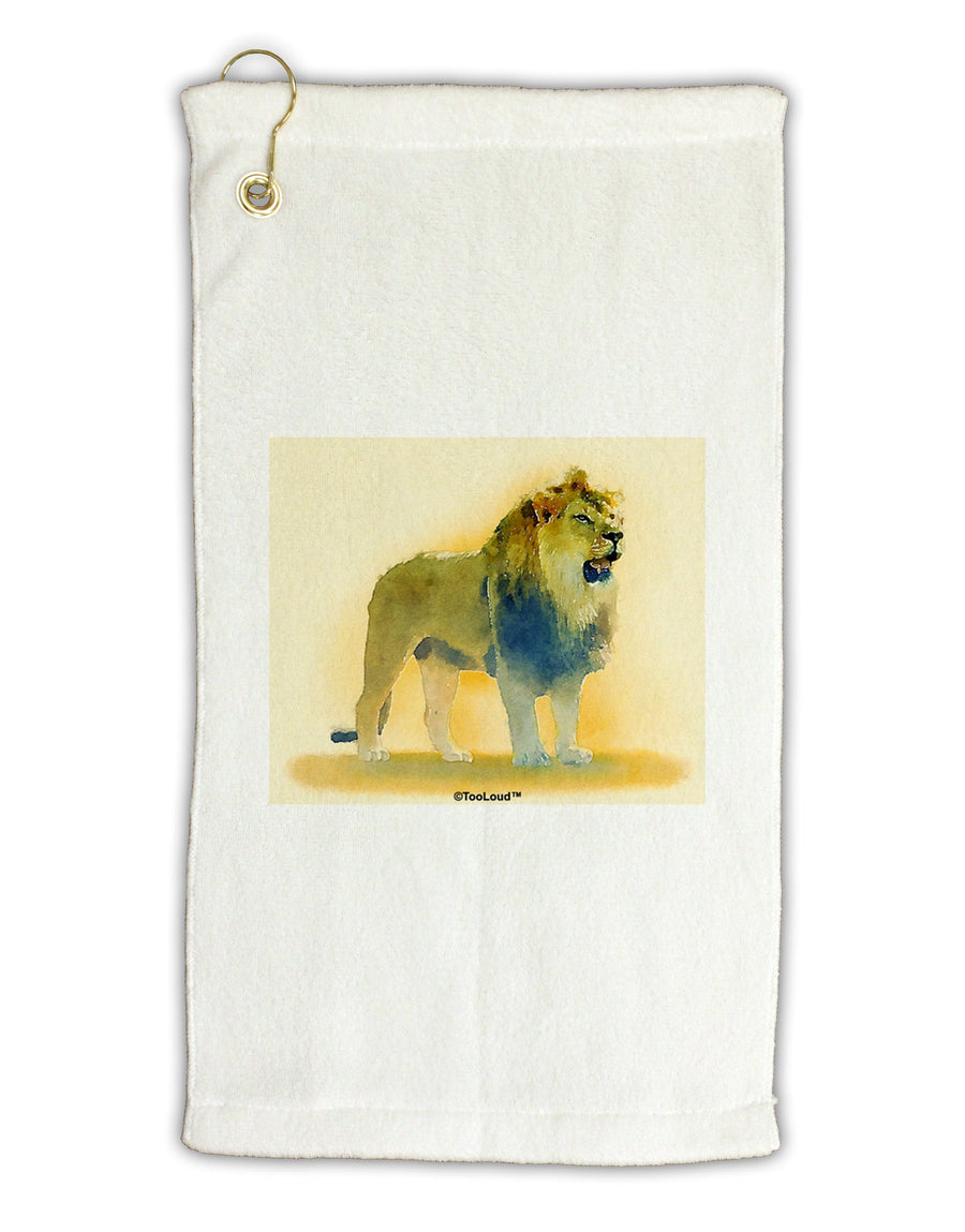 Lion Watercolor 1 Micro Terry Gromet Golf Towel 11&#x22;x19-Golf Towel-TooLoud-White-Davson Sales