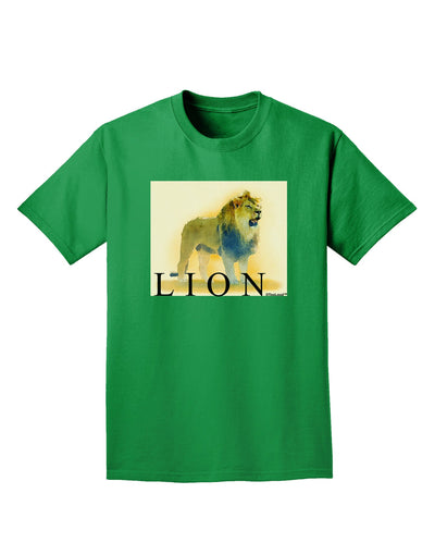 Lion Watercolor 1 Text Adult Dark T-Shirt-Mens T-Shirt-TooLoud-Kelly-Green-Small-Davson Sales