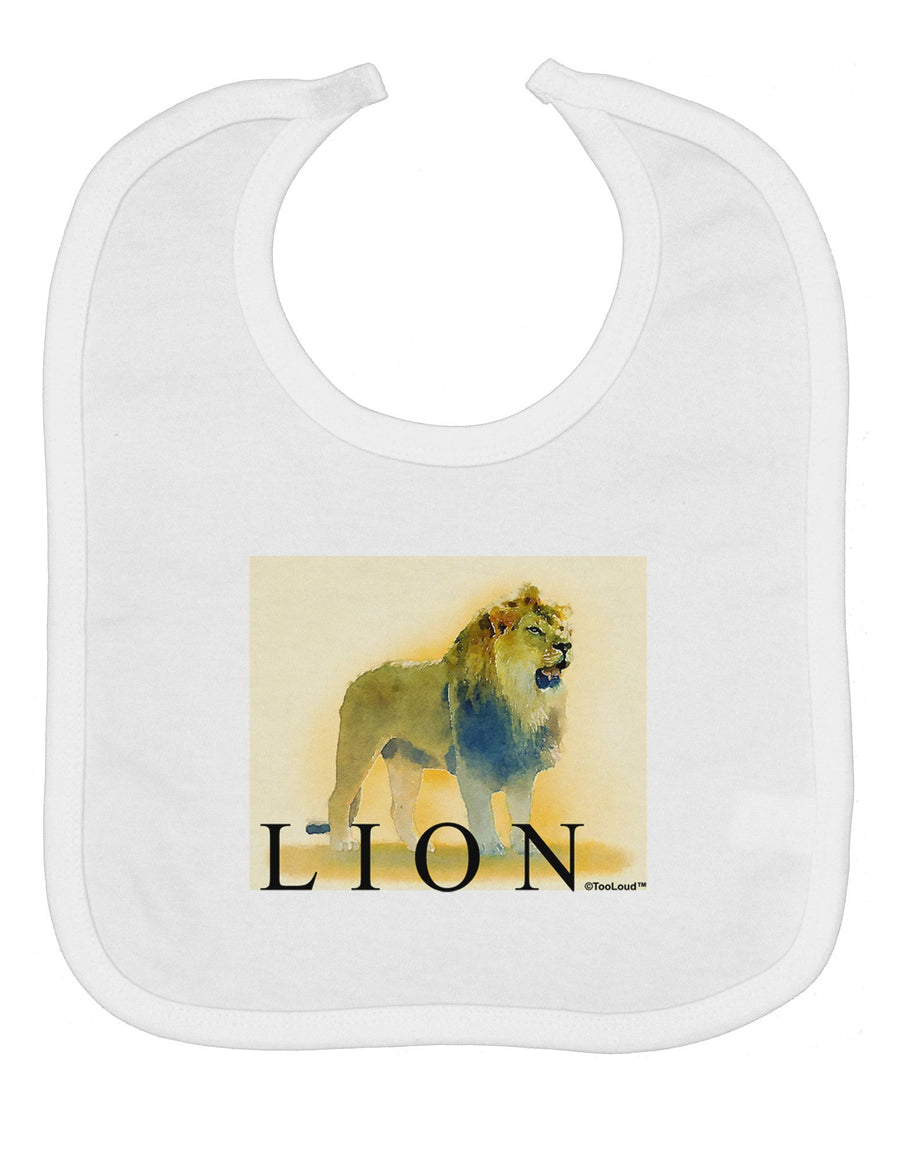 Lion Watercolor 1 Text Baby Bib