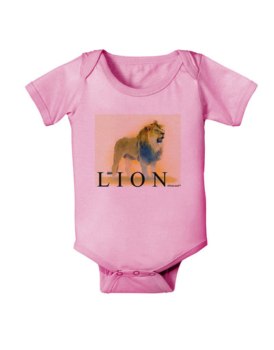 Lion Watercolor 1 Text Baby Romper Bodysuit-Baby Romper-TooLoud-Pink-06-Months-Davson Sales