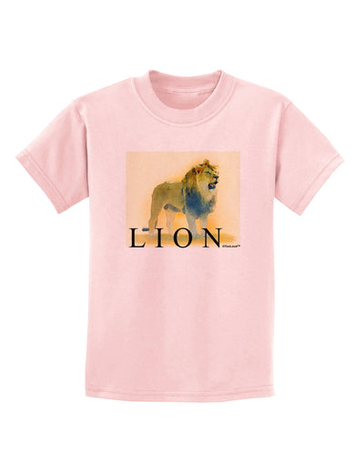 Lion Watercolor 1 Text Childrens T-Shirt-Childrens T-Shirt-TooLoud-PalePink-X-Small-Davson Sales