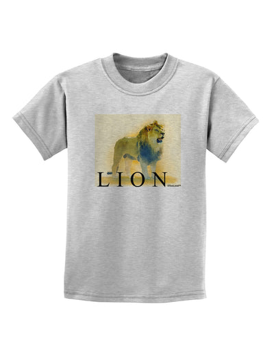 Lion Watercolor 1 Text Childrens T-Shirt-Childrens T-Shirt-TooLoud-AshGray-X-Small-Davson Sales