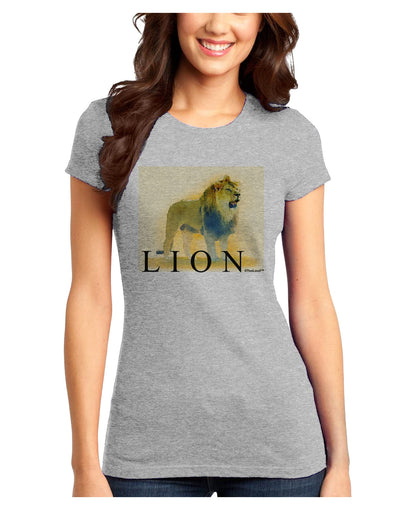 Lion Watercolor 1 Text Juniors T-Shirt-Womens Juniors T-Shirt-TooLoud-Ash-Gray-Juniors Fitted X-Small-Davson Sales