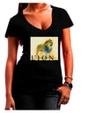 Lion Watercolor 1 Text Juniors V-Neck Dark T-Shirt-Womens V-Neck T-Shirts-TooLoud-Black-Juniors Fitted Small-Davson Sales