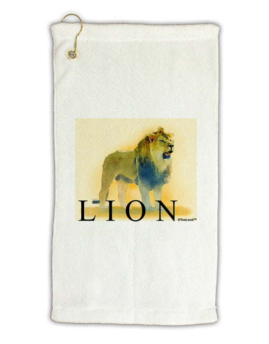 Lion Watercolor 1 Text Micro Terry Gromet Golf Towel 11"x19-Golf Towel-TooLoud-White-Davson Sales
