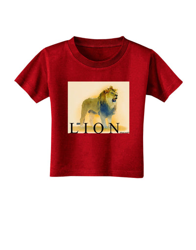 Lion Watercolor 1 Text Toddler T-Shirt Dark-Toddler T-Shirt-TooLoud-Red-2T-Davson Sales