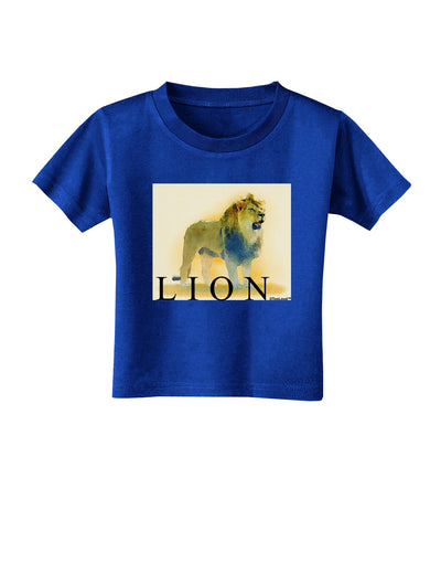 Lion Watercolor 1 Text Toddler T-Shirt Dark-Toddler T-Shirt-TooLoud-Royal-Blue-2T-Davson Sales