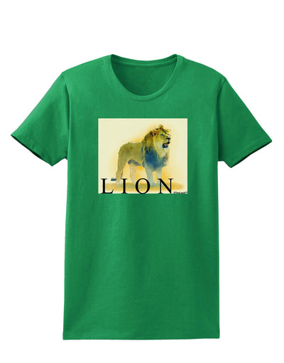 Lion Watercolor 1 Text Womens Dark T-Shirt-TooLoud-Kelly-Green-X-Small-Davson Sales