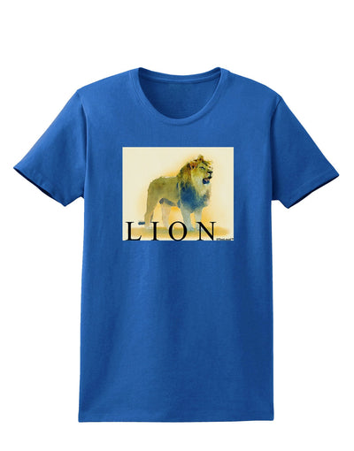 Lion Watercolor 1 Text Womens Dark T-Shirt-TooLoud-Royal-Blue-X-Small-Davson Sales