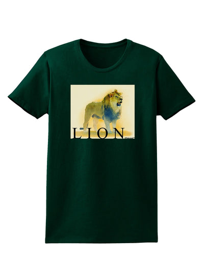 Lion Watercolor 1 Text Womens Dark T-Shirt-TooLoud-Forest-Green-Small-Davson Sales