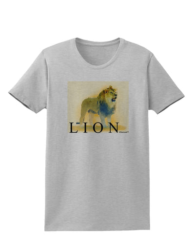 Lion Watercolor 1 Text Womens T-Shirt-Womens T-Shirt-TooLoud-AshGray-X-Small-Davson Sales