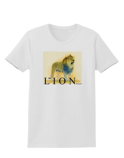 Lion Watercolor 1 Text Womens T-Shirt-Womens T-Shirt-TooLoud-White-X-Small-Davson Sales