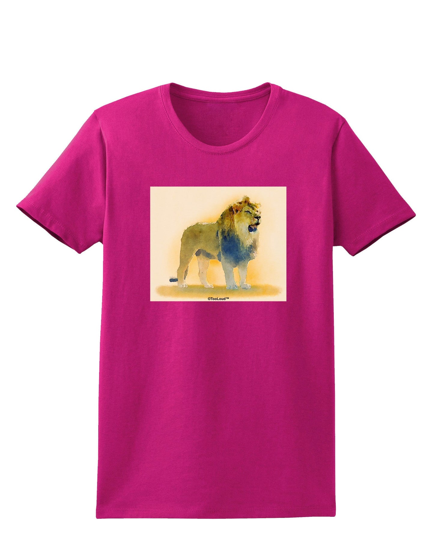Lion Watercolor 1 Womens Dark T-Shirt-TooLoud-Hot-Pink-Small-Davson Sales