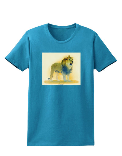 Lion Watercolor 1 Womens Dark T-Shirt-TooLoud-Turquoise-X-Small-Davson Sales