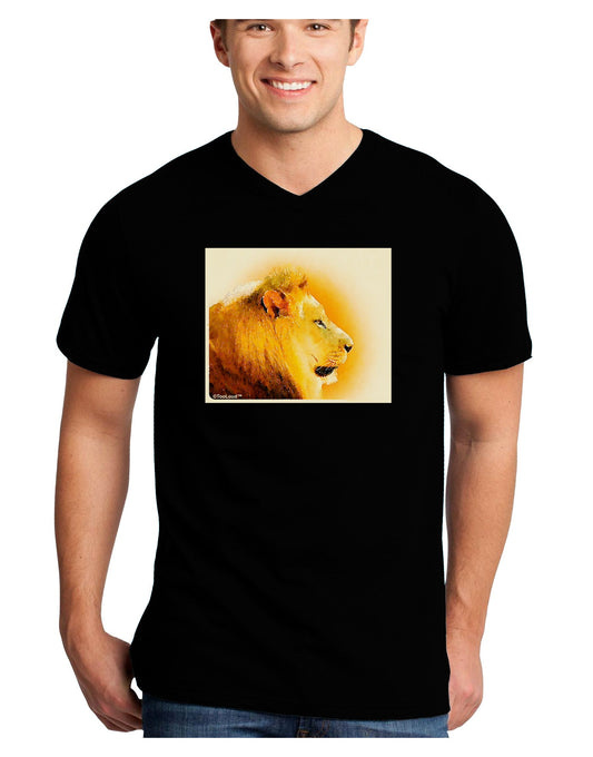 Lion Watercolor 3 Adult Dark V-Neck T-Shirt-TooLoud-Black-Small-Davson Sales