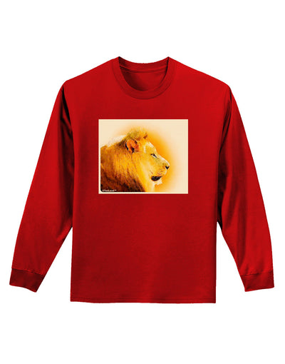 Lion Watercolor 3 Adult Long Sleeve Dark T-Shirt-TooLoud-Red-Small-Davson Sales