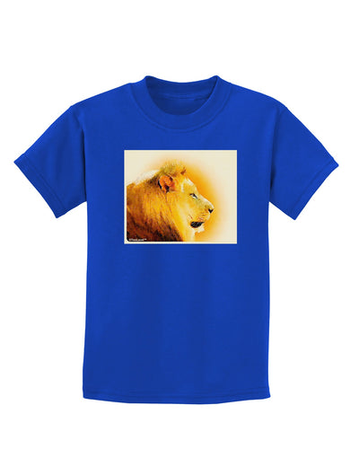 Lion Watercolor 3 Childrens Dark T-Shirt-Childrens T-Shirt-TooLoud-Royal-Blue-X-Small-Davson Sales