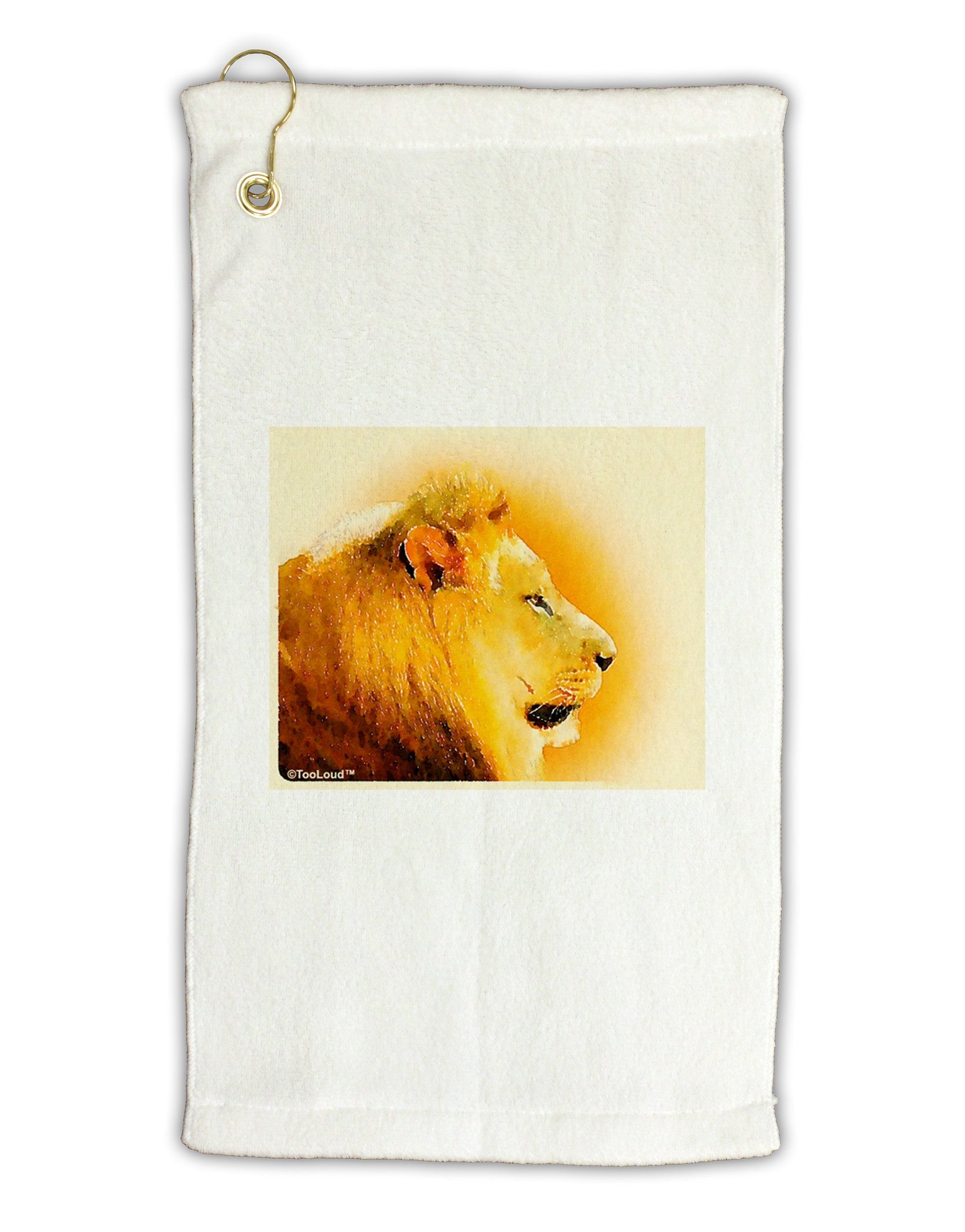 Lion Watercolor 3 Micro Terry Gromet Golf Towel 11"x19-Golf Towel-TooLoud-White-Davson Sales