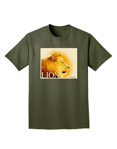 Lion Watercolor 3 Text Adult Dark T-Shirt-Mens T-Shirt-TooLoud-Military-Green-Small-Davson Sales