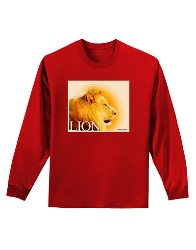 Lion Watercolor 3 Text Adult Long Sleeve Dark T-Shirt-TooLoud-Red-Small-Davson Sales