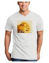 Lion Watercolor 3 Text Adult V-Neck T-shirt-Mens V-Neck T-Shirt-TooLoud-White-Small-Davson Sales