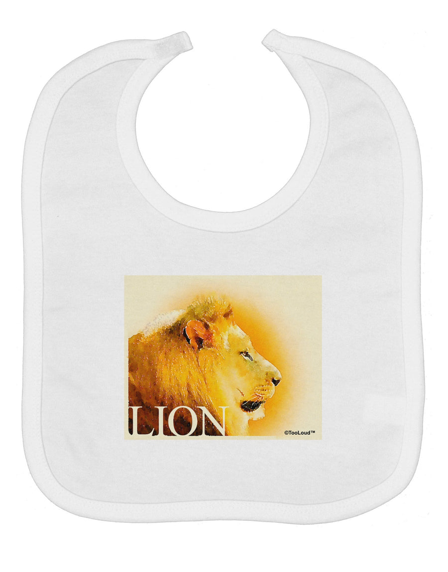 Lion Watercolor 3 Text Baby Bib