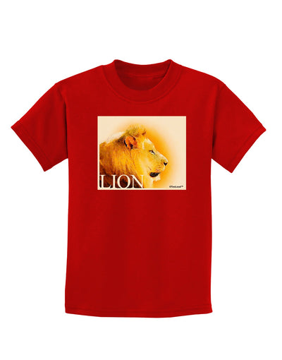 Lion Watercolor 3 Text Childrens Dark T-Shirt-Childrens T-Shirt-TooLoud-Red-X-Small-Davson Sales