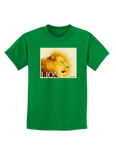 Lion Watercolor 3 Text Childrens Dark T-Shirt-Childrens T-Shirt-TooLoud-Kelly-Green-X-Small-Davson Sales