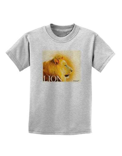 Lion Watercolor 3 Text Childrens T-Shirt-Childrens T-Shirt-TooLoud-AshGray-X-Small-Davson Sales