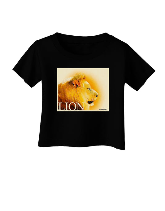 Lion Watercolor 3 Text Infant T-Shirt Dark-Infant T-Shirt-TooLoud-Black-06-Months-Davson Sales