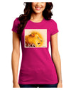 Lion Watercolor 3 Text Juniors Crew Dark T-Shirt-T-Shirts Juniors Tops-TooLoud-Hot-Pink-Juniors Fitted Small-Davson Sales