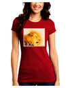 Lion Watercolor 3 Text Juniors Crew Dark T-Shirt-T-Shirts Juniors Tops-TooLoud-Red-Juniors Fitted Small-Davson Sales