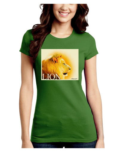 Lion Watercolor 3 Text Juniors Crew Dark T-Shirt-T-Shirts Juniors Tops-TooLoud-Kiwi-Green-Juniors Fitted Small-Davson Sales